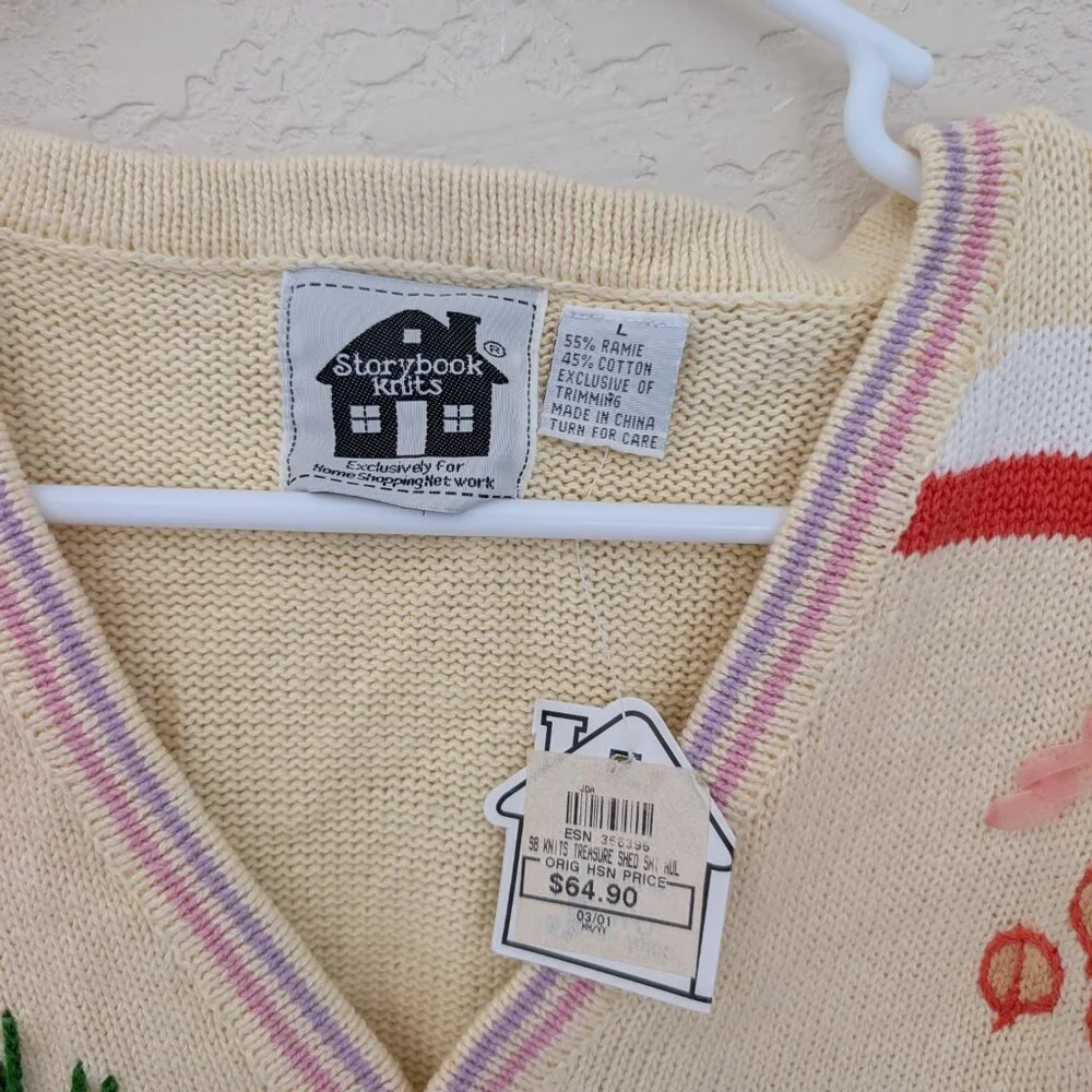 Vintage Story Book Knits Garden Spring Butter Yellow Cardigan Size L NWT - Picture 8 of 9